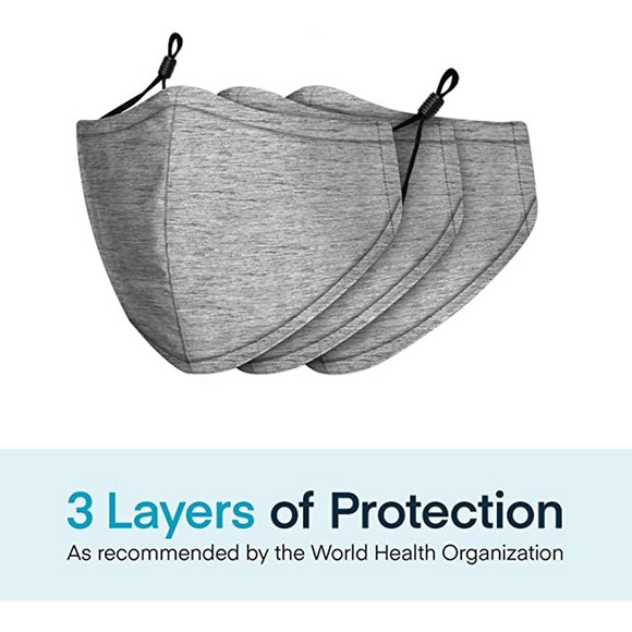 3 XL Boomer Naturals Silver Infused Cloth Face Masks -Navy Blue, Gray, Camo Blue - Picture 5 of 9